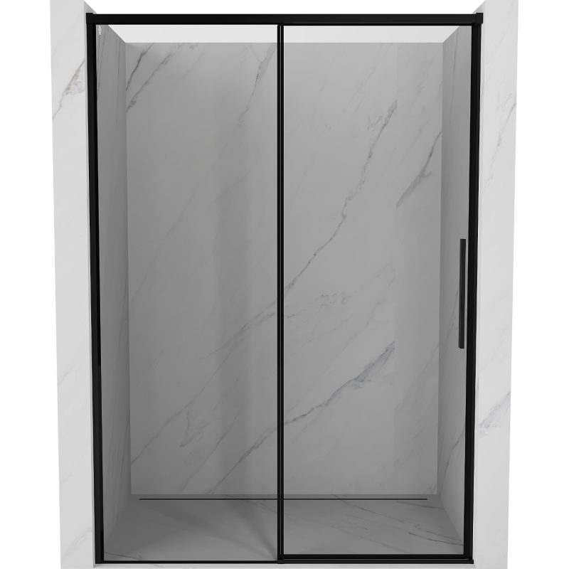 Mexen Rox slankiojančios dušo durys kairės 150 cm, juodas rėmelis, juodos - 8C2-150-000-70-70-L