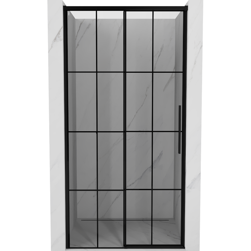 Mexen Rox stumdomosios dušo durys kairės 120 cm, juodas tinklelis, juoda - 8C2-120-000-70-77-L