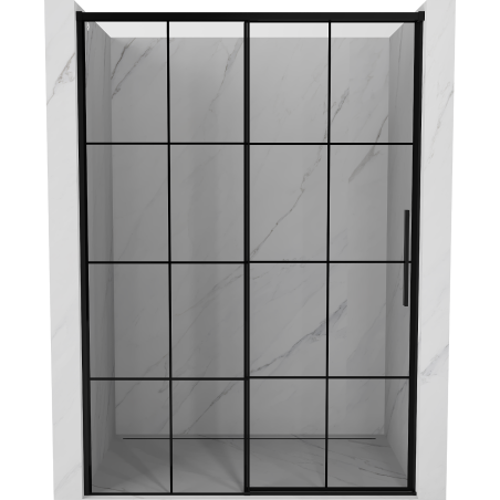 Mexen Rox stumdomosios dušo durys kairės 145 cm, juodas tinklelis, juodos - 8C2-145-000-70-77-L