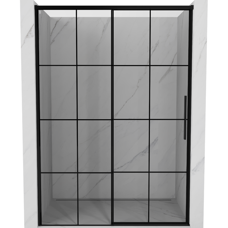 Mexen Rox slankiosios dušo durys kairės 160 cm, juodas tinklelis, juoda - 8C2-160-000-70-77-L