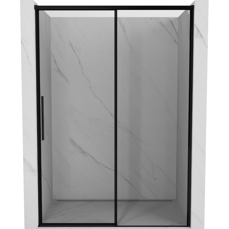 Mexen Rox stumdomos dušo durys dešinės 155 cm, juodas rėmelis, juodos - 8C2-155-000-70-70-P