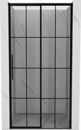 Mexen Rox stumdomos dušo durys, dešinės, 125 cm, juodas tinklelis, juodos - 8C2-125-000-70-77-P