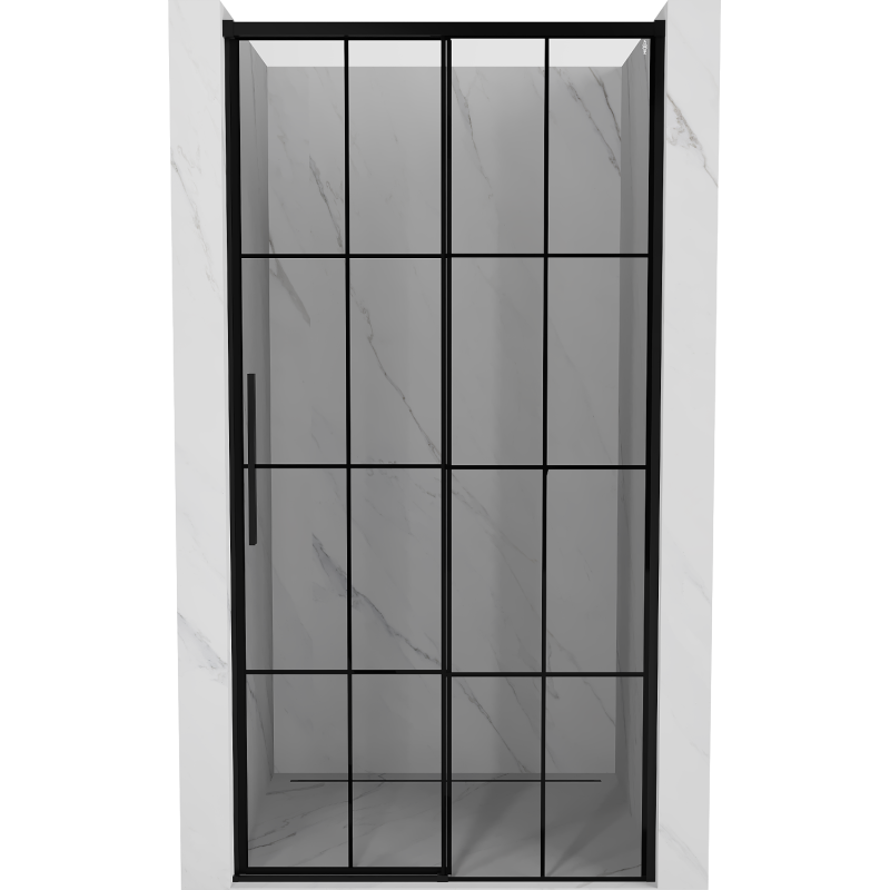 Mexen Rox stumdomos dešinės pusės dušo durys 135 cm, juodas tinklelis, juodos - 8C2-135-000-70-77-P