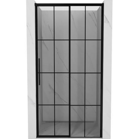 Mexen Rox stumdomos dešinės pusės dušo durys 135 cm, juodas tinklelis, juodos - 8C2-135-000-70-77-P