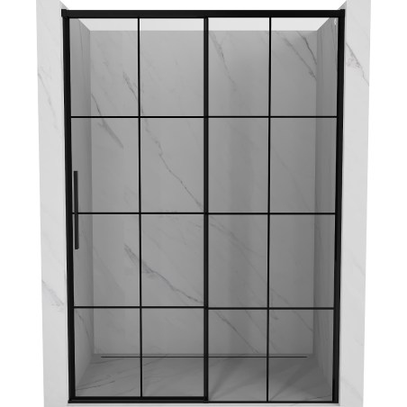 Mexen Rox stumdomos dešinės dušo durys 145 cm, juodas tinklelis, juodos - 8C2-145-000-70-77-P