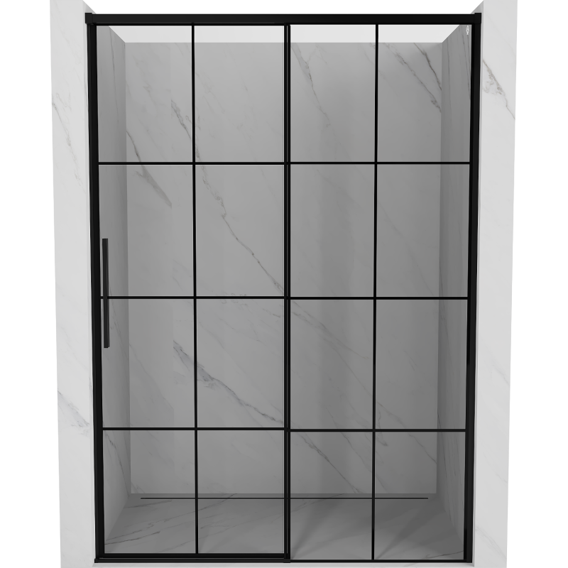 Mexen Rox stumdomos dešinės pusės dušo durys 155 cm, juodas tinklelis, juoda - 8C2-155-000-70-77-P