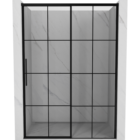 Mexen Rox stumdomos dešinės pusės dušo durys 155 cm, juodas tinklelis, juoda - 8C2-155-000-70-77-P