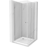 Mexen Lima Duo sulankstoma dušo kabina 90 x 90 cm, skaidri, chromuota + plokščias padėklas - 856-090-090-01-02-4010