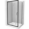 Mexen Apia 110 x 90 cm stumdomi dušo kabina, permatomas, juodas + Flat padėklas, baltas- 840-110-090-70-00-4010B