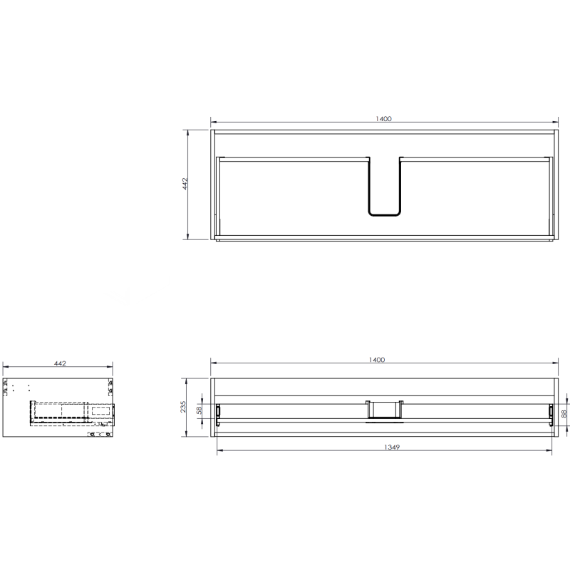 Mexen Orio vonios spintelė 140 cm su kriaukle Vela, 1 stalčius, pilka matinė/balta matinė - 91A10-14023-1-BF62-W23M01