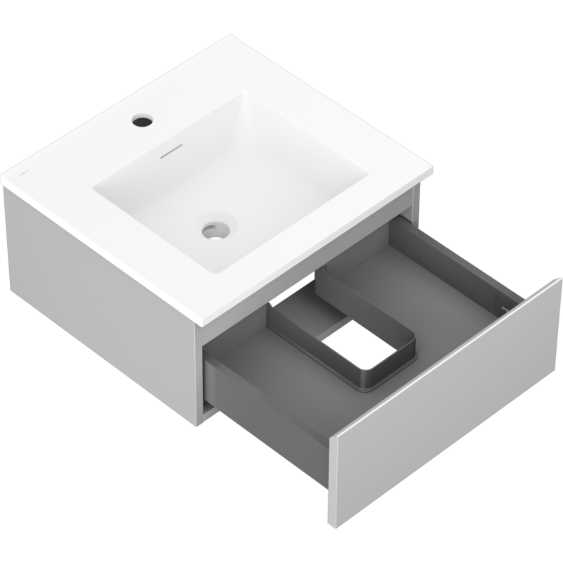 Mexen Orio vonios kambario spintelė 50 cm su Otis praustuvu, 1 stalčius, pilka matinė/balta matinė - 91A10-05023-1-BF62-W18M01