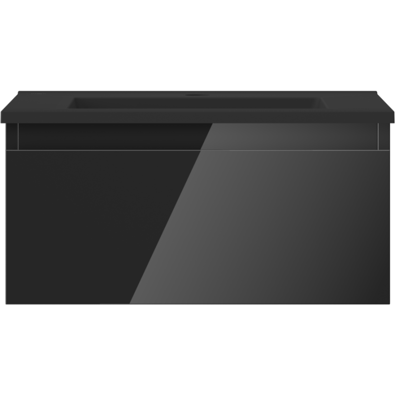 Mexen Orio vonios spintelė 50 cm su kriaukle Otis, 1 stalčius, juodas blizgus/juodas matinis - 91A10-05023-1-BF70-W18M71