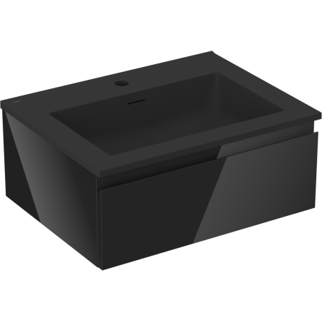 Mexen Orio vonios spintelė 60 cm su praustuvu Otis, 1 stalčius, juodas blizgus/juodas matinis - 91A10-06023-1-BF70-W18M71