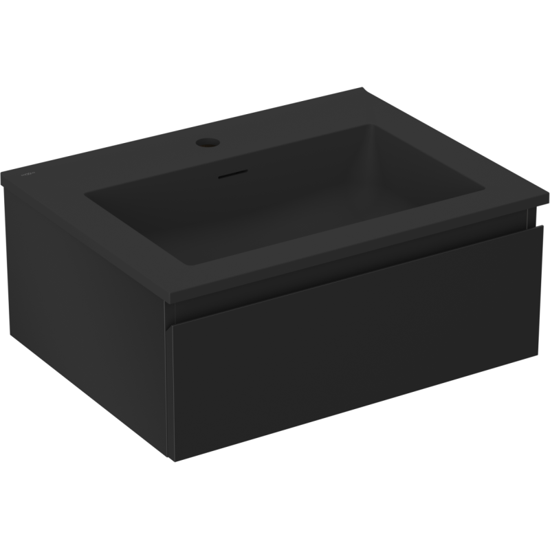 Mexen Orio vonios spintelė 60 cm su Otis kriaukle, 1 stalčius, juoda matinė - 91A10-06023-1-BF71-W18M71