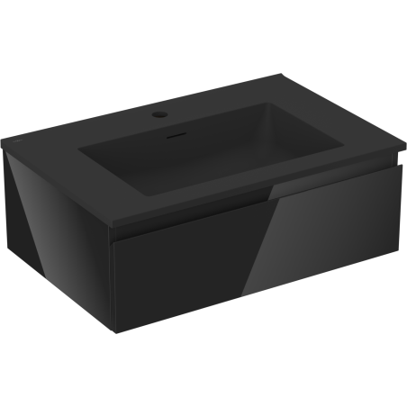 Mexen Orio vonios spintelė 70 cm su Otis praustuvu, 1 stalčius, juodas blizgesys/juodas matas - 91A10-07023-1-BF70-W18M71