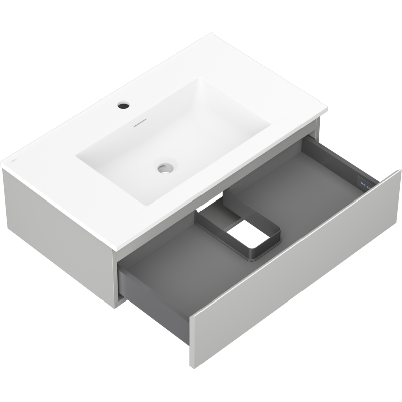 Mexen Orio vonios spintelė 80 cm su Otis praustuvu, 1 stalčius, pilka matinė/balta matinė - 91A10-08023-1-BF62-W18M01