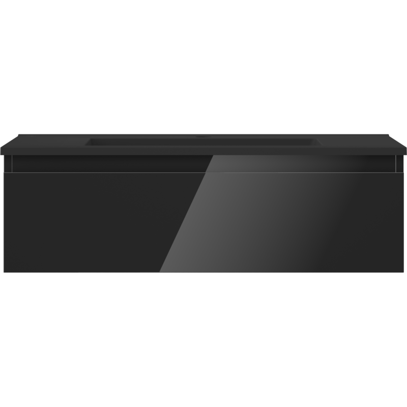 Mexen Orio vonios spintelė 80 cm su praustuvu Otis, 1 stalčius, juodas blizgesys/juodas matinis - 91A10-08023-1-BF70-W18M71