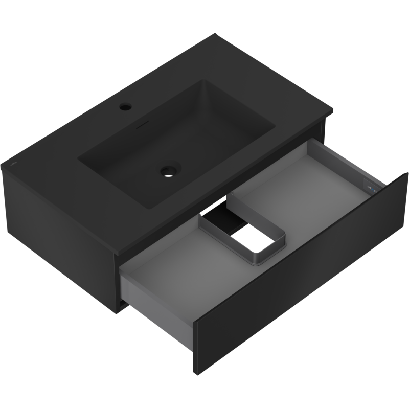 Mexen Orio vonios kambario spintelė 80 cm su Otis praustuvu, 1 stalčius, juoda mat - 91A10-08023-1-BF71-W18M71