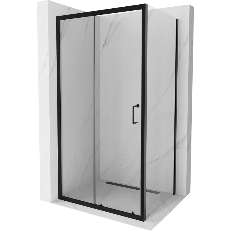 Mexen Apia stumdoma dušo kabina 140 x 80 cm, Skaidrus, Juoda - 840-140-080-70-00