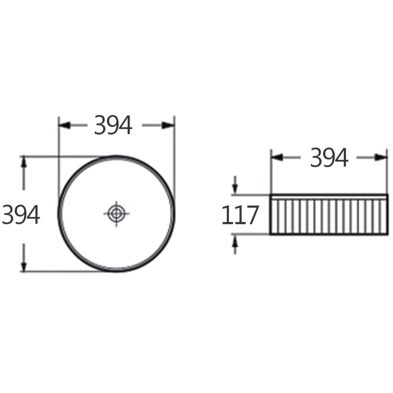 Mexen Grovo ant stalviršio montuojamas praustuvas, rifliuotas, 39 x 39 cm, baltas - 22303900
