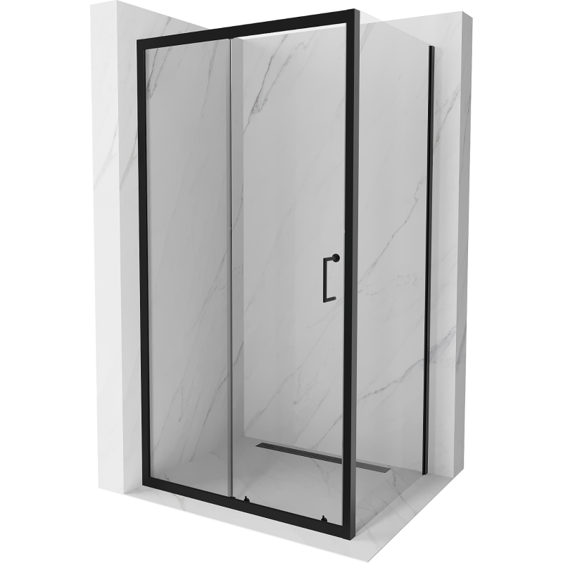 Mexen Apia stumdoma dušo kabina 130 x 80 cm, Skaidrus, Juoda - 840-130-080-70-00