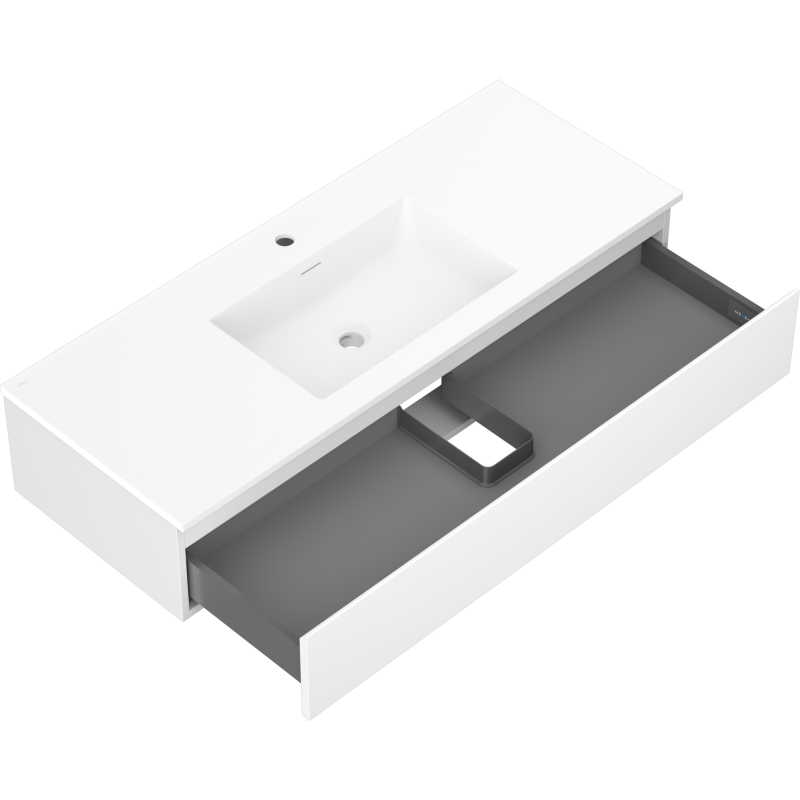 Mexen Orio vonios spintelė 120 cm su Otis praustuvu, 1 stalčius, balta matinė - 91A10-12023-1-BF01-W18M01
