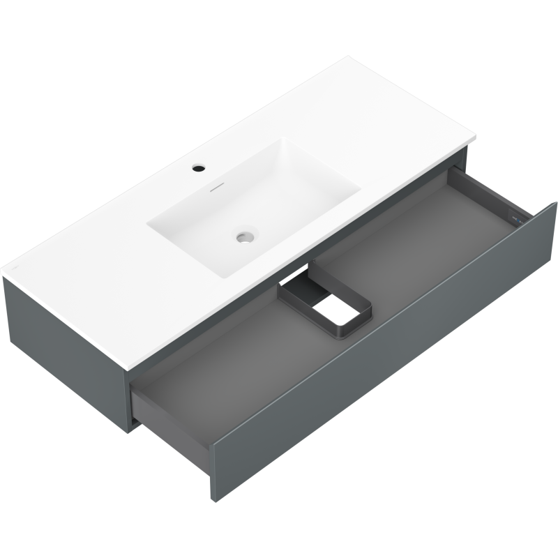 Mexen Orio vonios kambario spintelė 120 cm su Otis praustuvu, 1 stalčius, matinė grafito/balta - 91A10-12023-1-BF66-W18M01