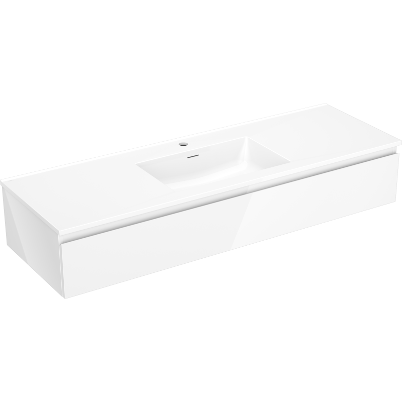 Mexen Orio vonios spintelė 140 cm su kriaukle Otis, 1 stalčius, blizgi balta - 91A10-14023-1-BF00-W18M00