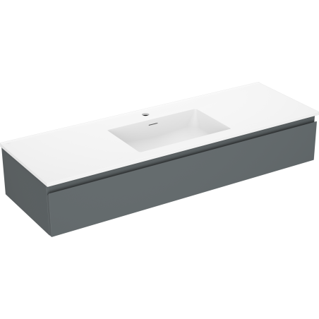 Mexen Orio vonios spintelė 140 cm su Otis praustuvu, 1 stalčius, matinė grafito/balta matinė - 91A10-14023-1-BF66-W18M01