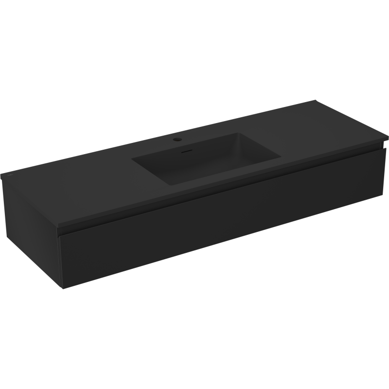 Mexen Orio vonios spintelė 140 cm su Otis praustuvu, 1 stalčius, juoda matinė - 91A10-14023-1-BF71-W18M71