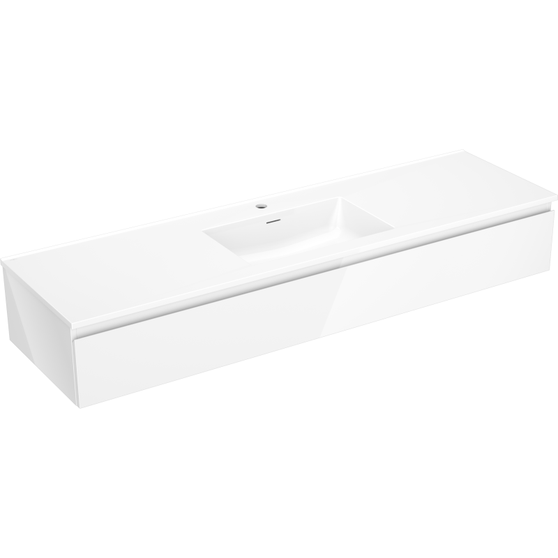 Mexen Orio vonios spintelė 160 cm su Otis praustuvu, 1 stalčius, blizgi balta - 91A10-16023-1-BF00-W18M00