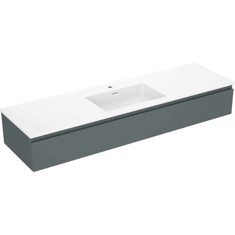 Mexen Orio vonios spintelė 160 cm su Otis kriaukle, 1 stalčius, grafito matinė/balta matinė - 91A10-16023-1-BF66-W18M01