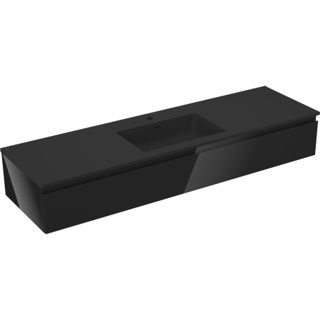 Mexen Orio vonios spintelė 160 cm su Otis praustuvu, 1 stalčius, juodas blizgesys/juodas matinis - 91A10-16023-1-BF70-W18M71