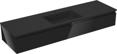 Mexen Orio vonios spintelė 160 cm su Otis praustuvu, 1 stalčius, juodas blizgesys/juodas matinis - 91A10-16023-1-BF70-W18M71