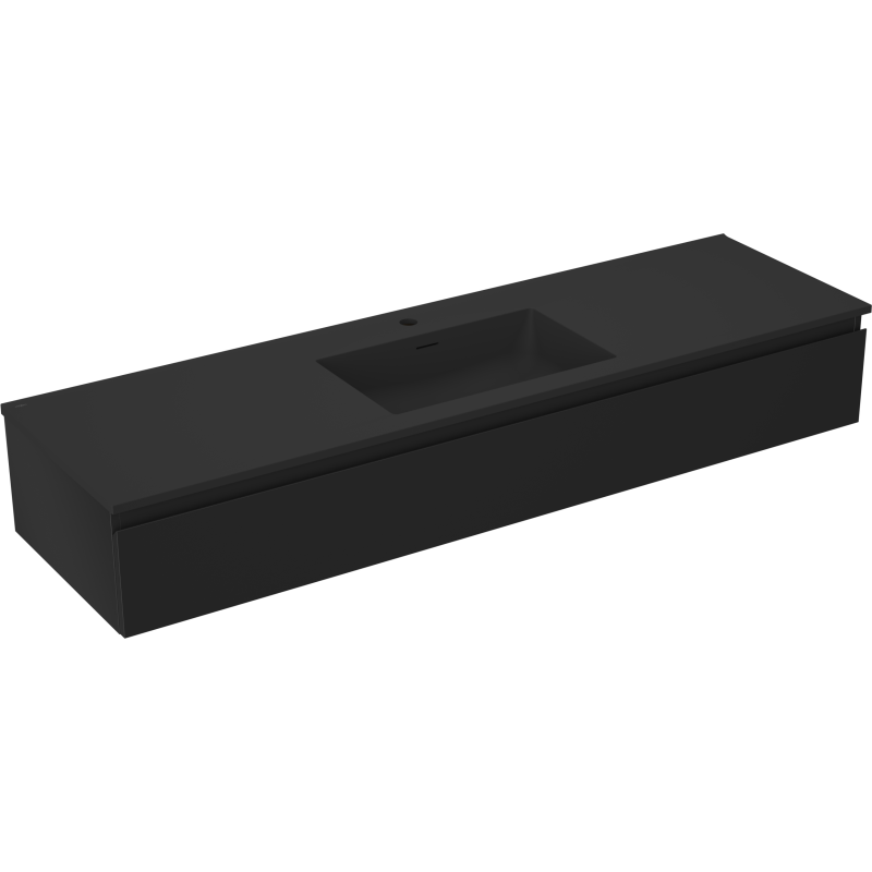 Mexen Orio vonios spintelė 160 cm su Otis kriaukle, 1 stalčius, juodas matinis - 91A10-16023-1-BF71-W18M71