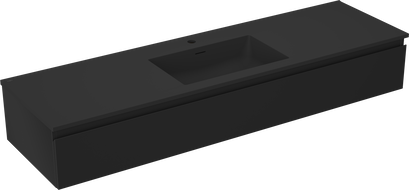 Mexen Orio vonios spintelė 160 cm su Otis kriaukle, 1 stalčius, juodas matinis - 91A10-16023-1-BF71-W18M71