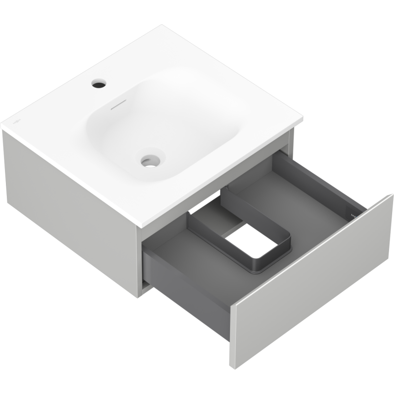 Mexen Orio vonios spintelė 50 cm su kriaukle Vela, 1 stalčius, pilka matinė/balta matinė - 91A10-05023-1-BF62-W23M01