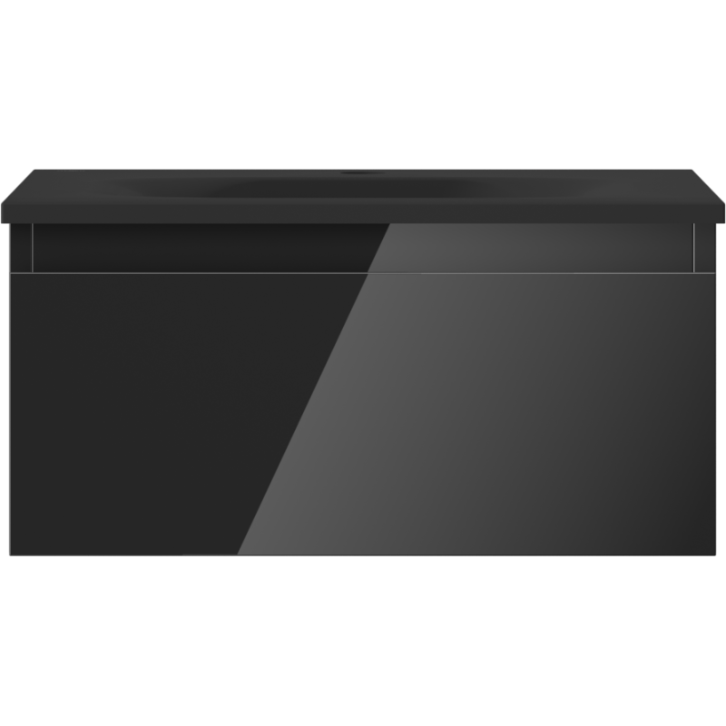 Mexen Orio vonios spintelė 50 cm su praustuvu Vela, 1 stalčius, juodas blizgesys/juodas matinis - 91A10-05023-1-BF70-W23M71