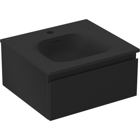 Mexen Orio vonios kambario spintelė 50 cm su Vela praustuvu, 1 stalčius, juodas matinis - 91A10-05023-1-BF71-W23M71