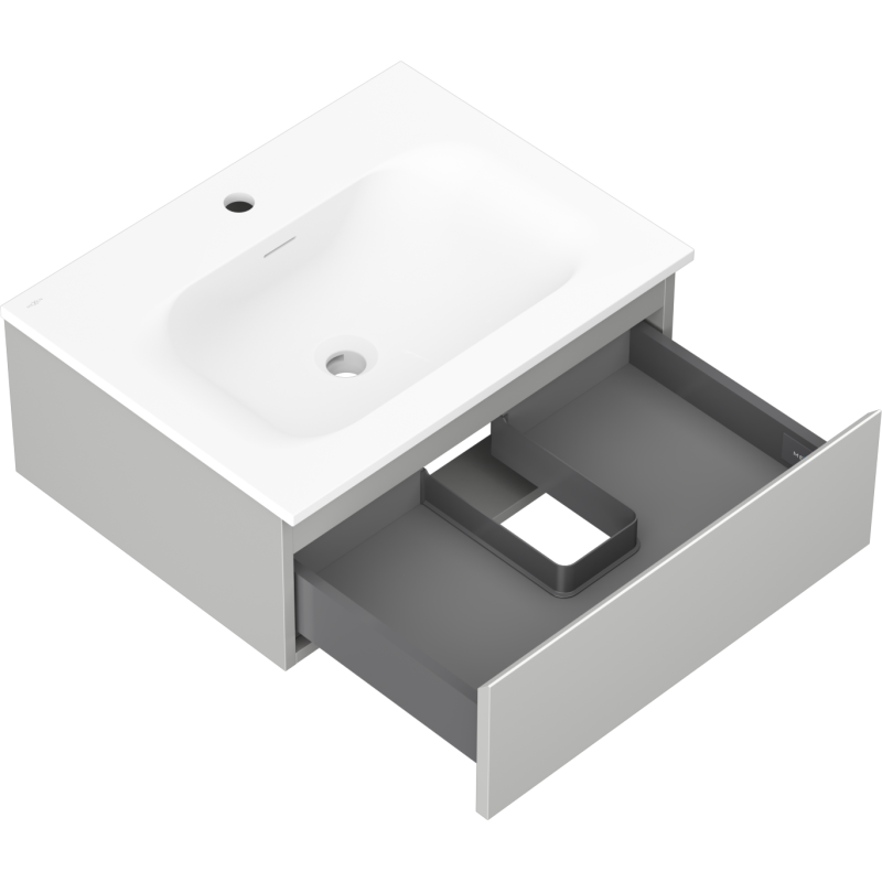 Mexen Orio vonios spintelė 60 cm su Vela kriaukle, 1 stalčius, pilka matinė/balta matinė - 91A10-06023-1-BF62-W23M01