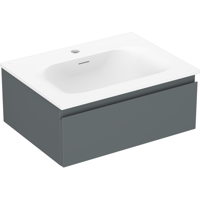 Mexen Orio vonios spintelė Vela 60 cm su praustuvu, 1 stalčius, matinė grafito/balta mat - 91A10-06023-1-BF66-W23M01