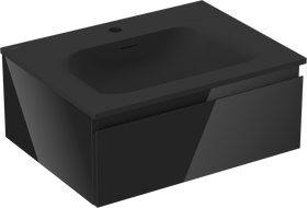 Mexen Orio vonios spintelė 60 cm su kriaukle Vela, 1 stalčius, juodas blizgus/juodas matinis - 91A10-06023-1-BF70-W23M71