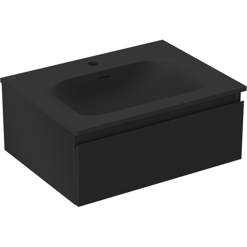 Mexen Orio vonios spintelė 60 cm su kriaukle Vela, 1 stalčius, juoda matinė - 91A10-06023-1-BF71-W23M71