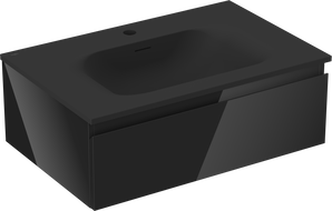 Mexen Orio vonios spintelė 70 cm su praustuvu Vela, 1 stalčius, juodas blizgus/juodas matinis - 91A10-07023-1-BF70-W23M71