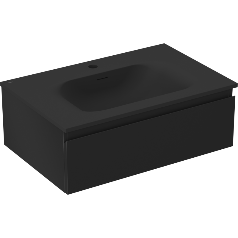 Mexen Orio vonios kambario spintelė 70 cm su Vela praustuvu, 1 stalčius, juoda matinė - 91A10-07023-1-BF71-W23M71