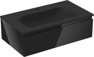 Mexen Orio vonios spintelė 80 cm su praustuvu Vela, 1 stalčius, juodas blizgus/juodas matinė - 91A10-08023-1-BF70-W23M71