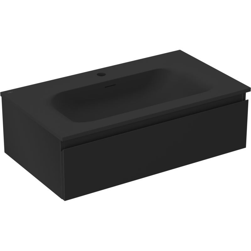 Mexen Orio vonios spintelė 80 cm su Vela praustuvu, 1 stalčius, juoda matinė - 91A10-08023-1-BF71-W23M71