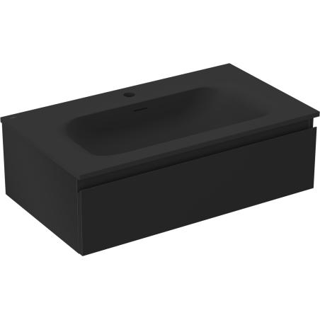 Mexen Orio vonios spintelė 80 cm su Vela praustuvu, 1 stalčius, juoda matinė - 91A10-08023-1-BF71-W23M71
