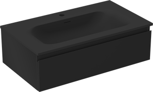 Mexen Orio vonios spintelė 80 cm su Vela praustuvu, 1 stalčius, juoda matinė - 91A10-08023-1-BF71-W23M71