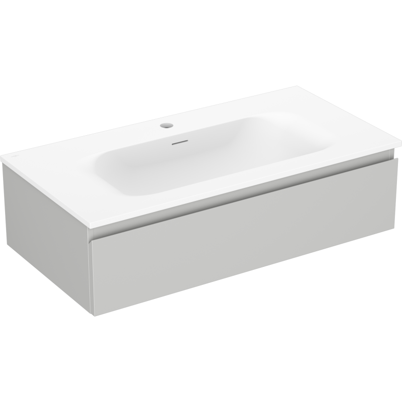 Mexen Orio vonios spintelė 90 cm su praustuvu Vela, 1 stalčius, pilka matinė/balta matinė - 91A10-09023-1-BF62-W23M01